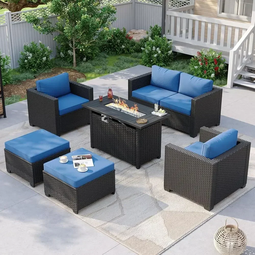 Outdoor Furniture With Fire Pit - Conjunto de Móveis para Pátio Externo
