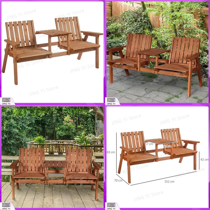 Outdoor Furniture Loveseat - Banco de Jardim de Madeira para