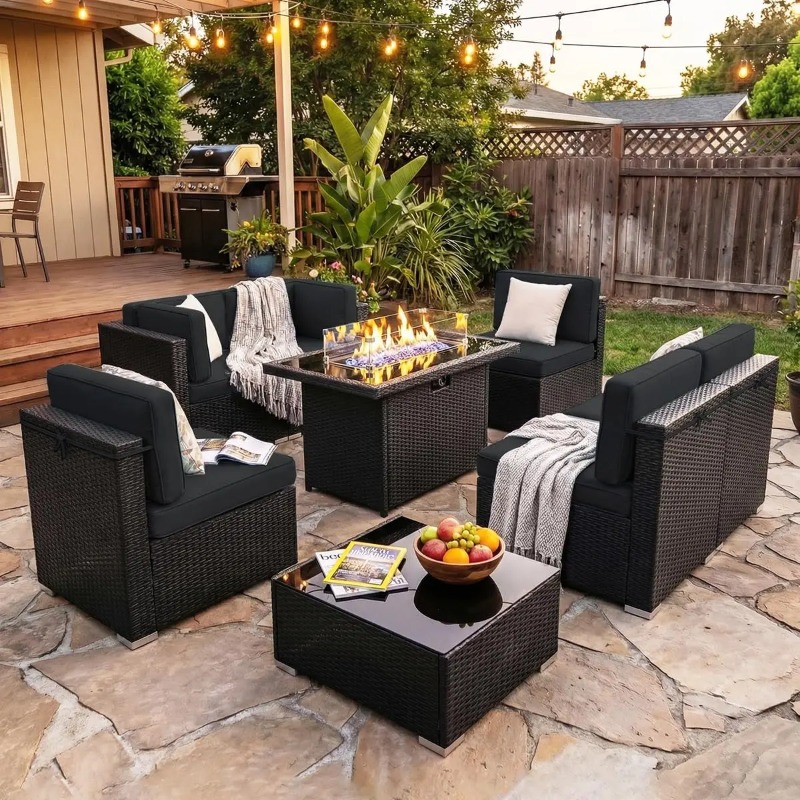 Conjunto de Sofá Seccional de  - Outdoor Furniture With Fire Pit avaliação e preço