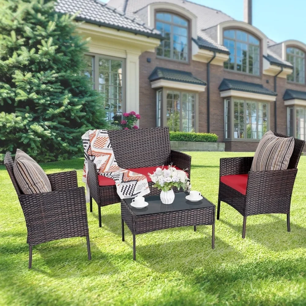 Conjunto de 4 peças conjuntos  - Outdoor Furniture Loveseat avaliação e preço